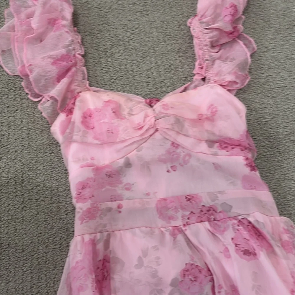 Pink Floral Ruffle Dress - Picture 2 of 2